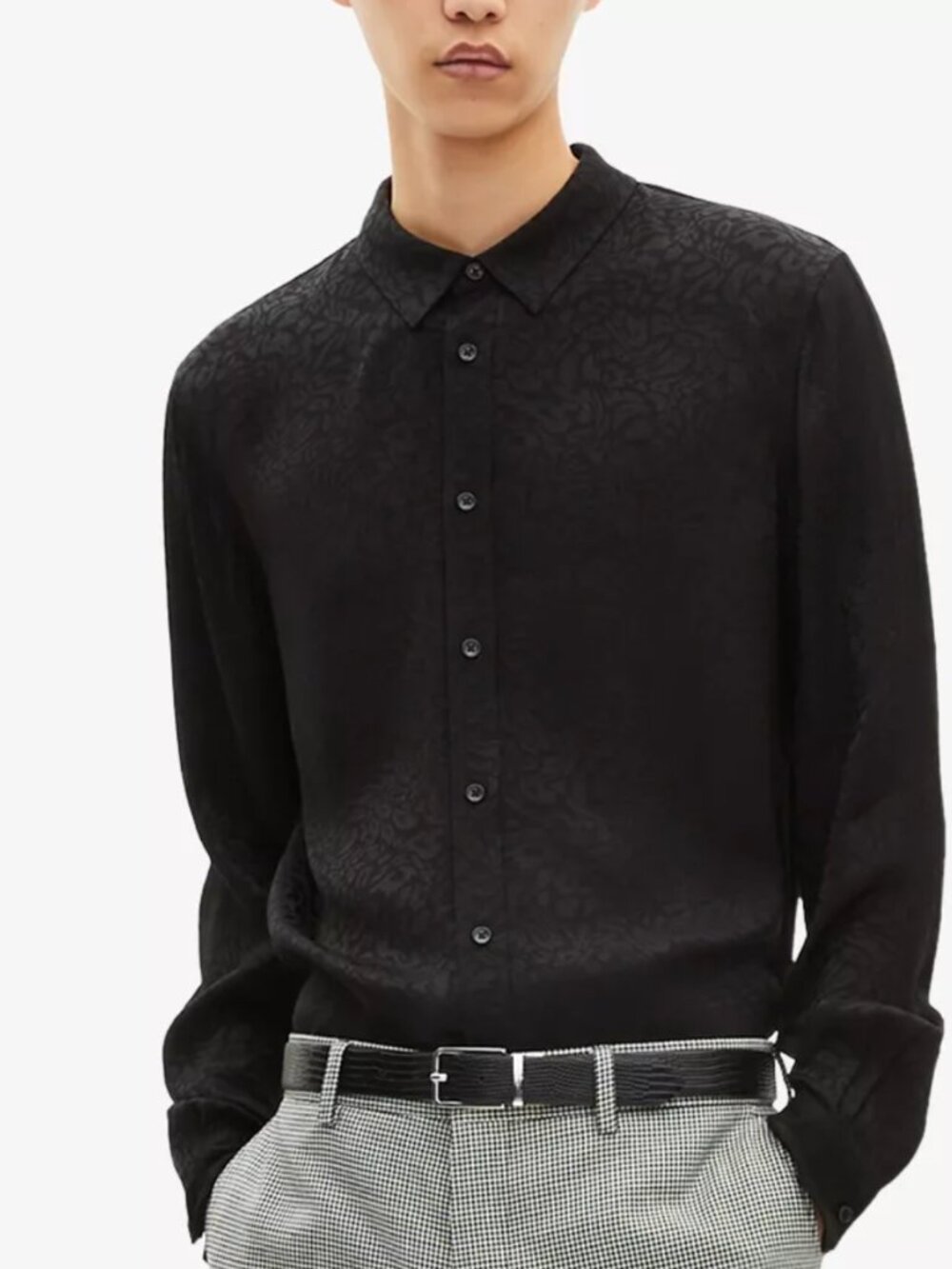 NWT The Kooples Leopard-Pattern Long-Sleeve Jacquard Shirt / M